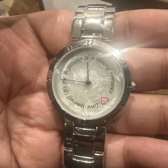 Working Silver Ladies Watch 35mm Inspirational Saying Love Yourself Fit 6in Runs - Picture 8 of 8